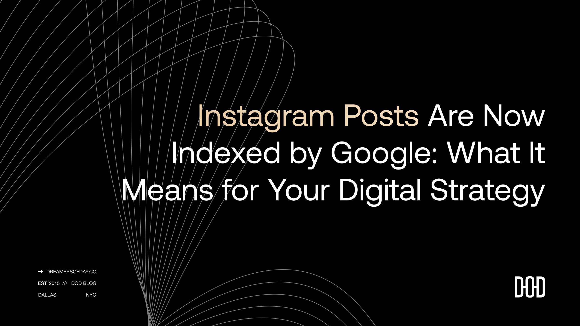 A black background features a design of curved lines. Prominently displayed in the center is the text:
